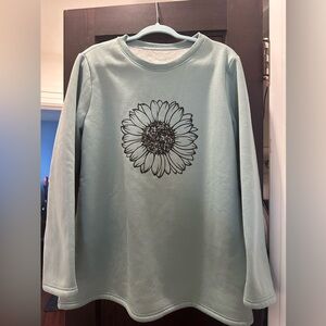 Women’s long sleeve fleece lined sweatshirt xl cyan blue